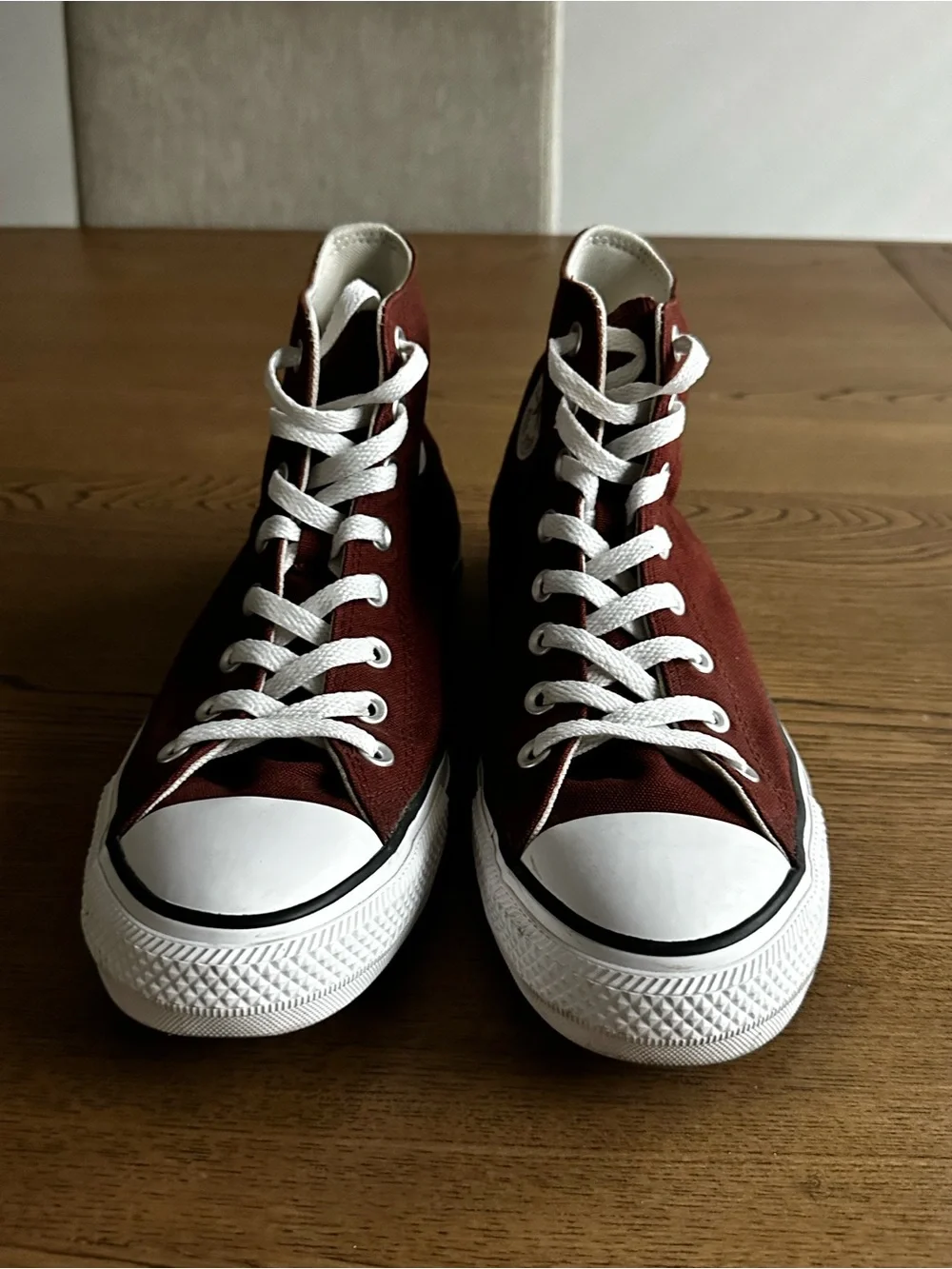 Converse High-Top Sneakers in Burgundy and White